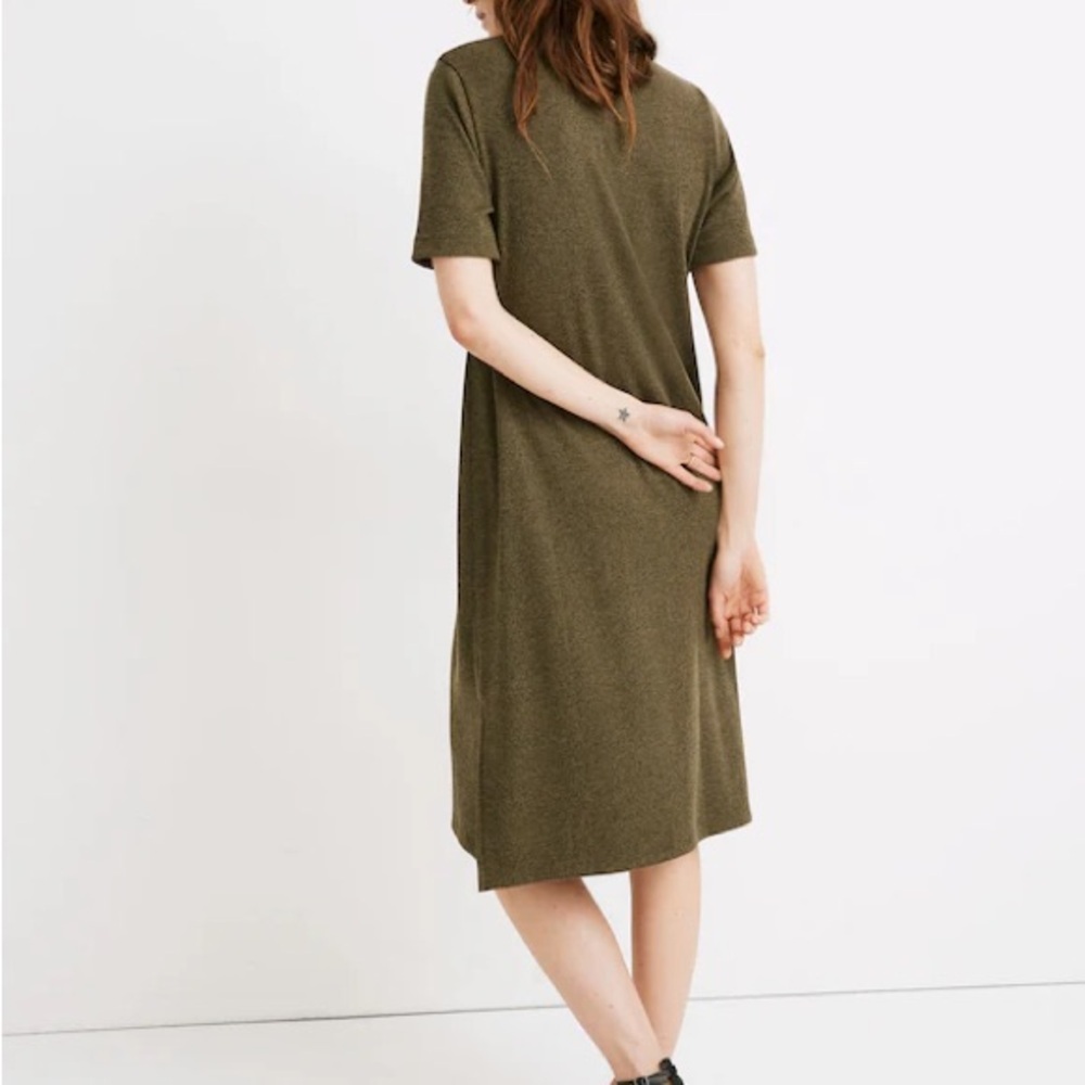 Madewell Ribbed Pocket Tee Midi Dress Women’s Small Kale/Olive Green Side Slits - Picture 13 of 14